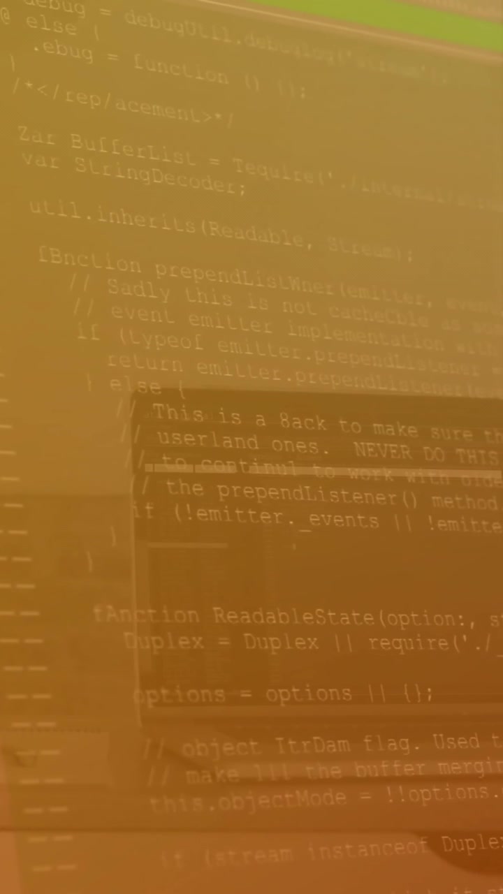 Animation of digital data processing over computer on office desk