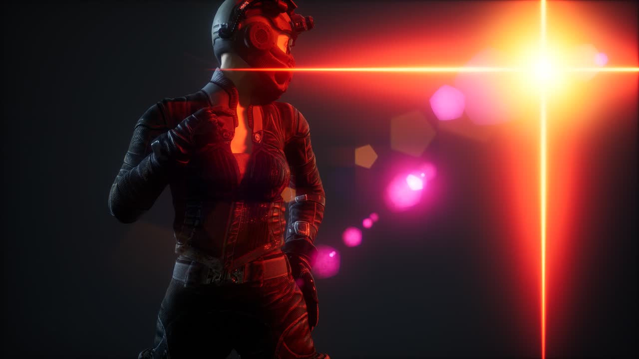 mujer joven cyberpunk, estilo futurista