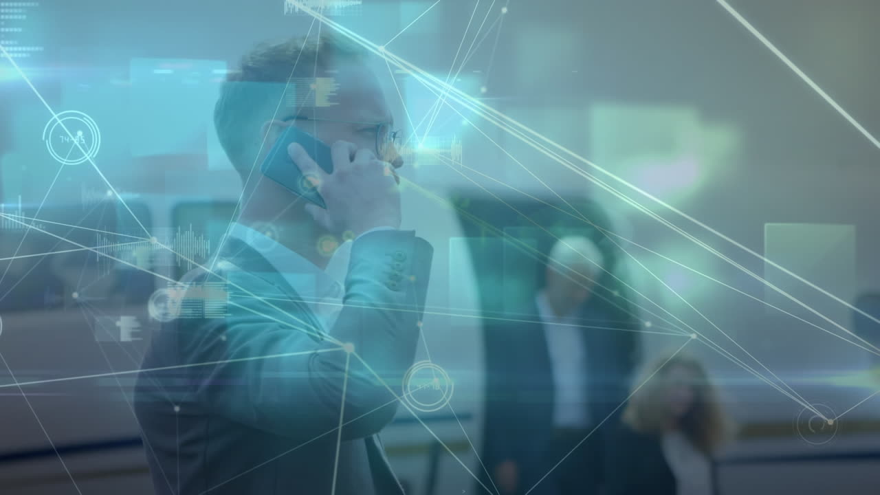 공항에서 비즈니스 사람들을 통해 연결 네트워크의 애니메이션