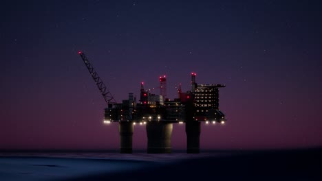 offshore oil rig at night
