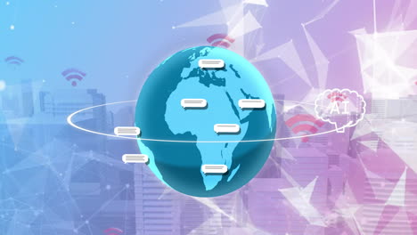 animación de un procesamiento de datos en todo el mundo