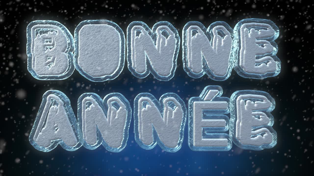 feliz año nuevo animación de bucle de texto en 3d en francés