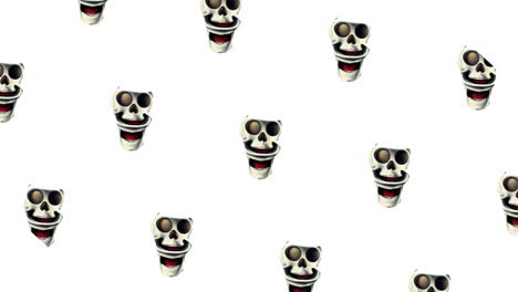 video peculiar y trippy de calidad 4k de calaveras girando en un círculo y temblando