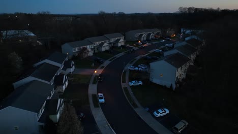 apartment town houses at night