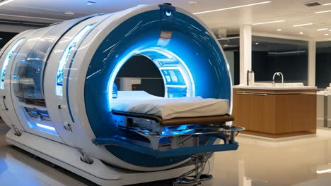 high-tech hyperbaric chamber in a modern medical facility