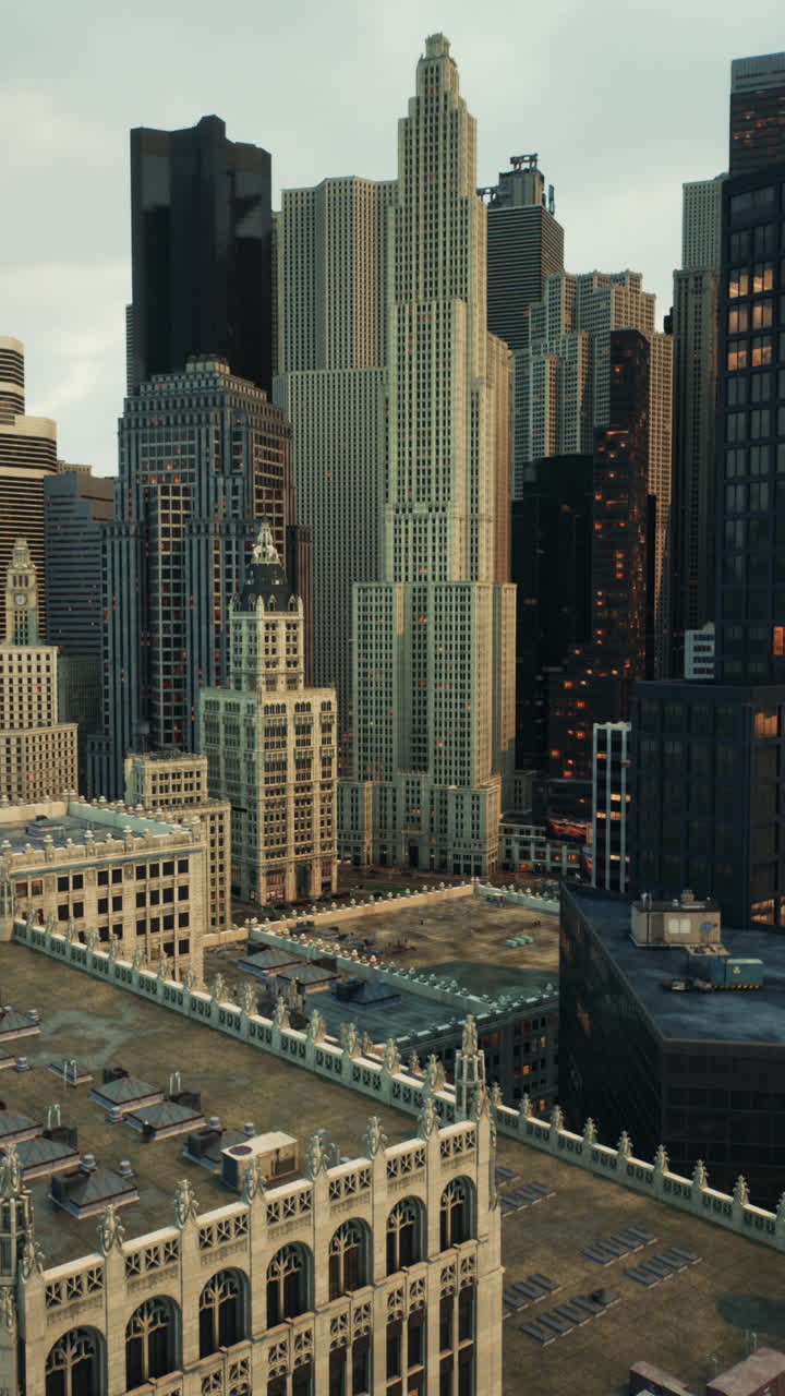 Vista aerea di un paesaggio urbano con grattacieli