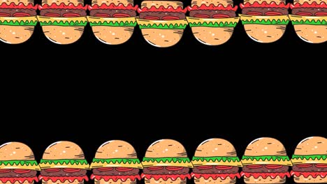 Animation-Mehrerer-Hamburger-Symbole-Auf-Schwarzem-Hintergrund