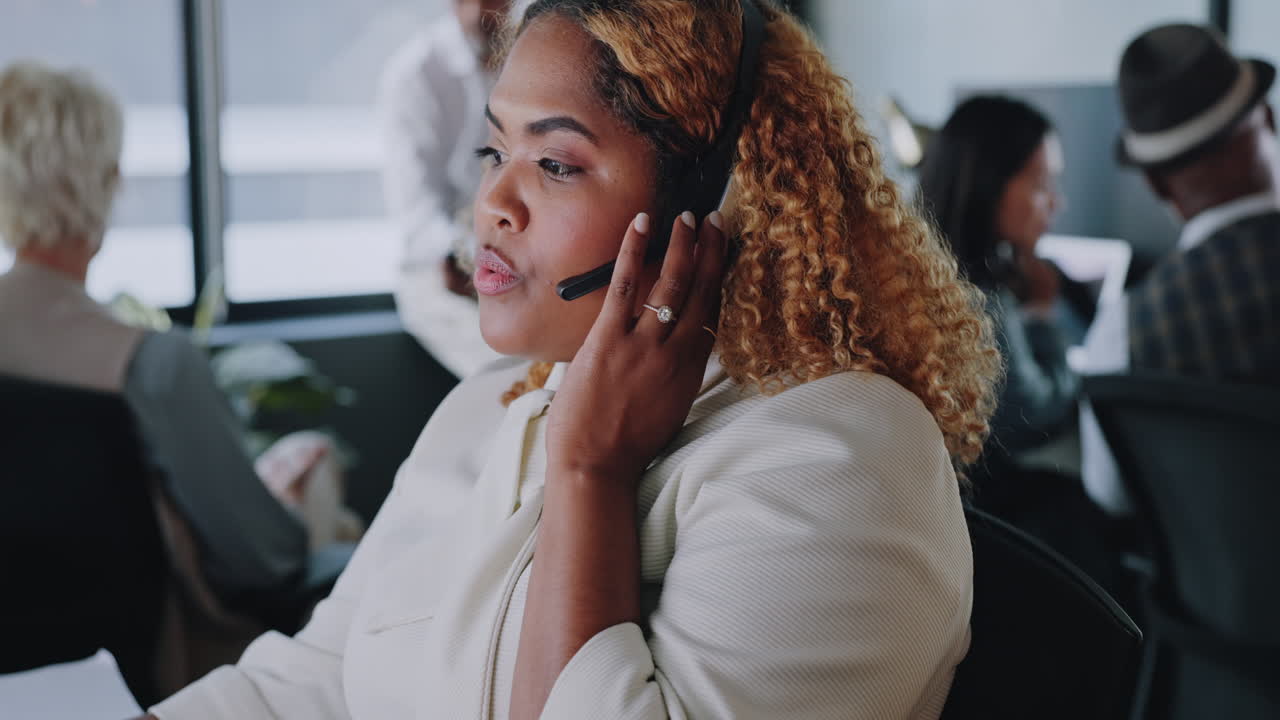 Crm, call center or black woman consulting via