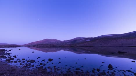 cinturón de venus en el cielo azul rosado después del crepúsculo del atardecer en el paisaje de un hermoso lago en las tierras altas de la montaña en la vía láctea de irán revela en el cielo nocturno oscuro