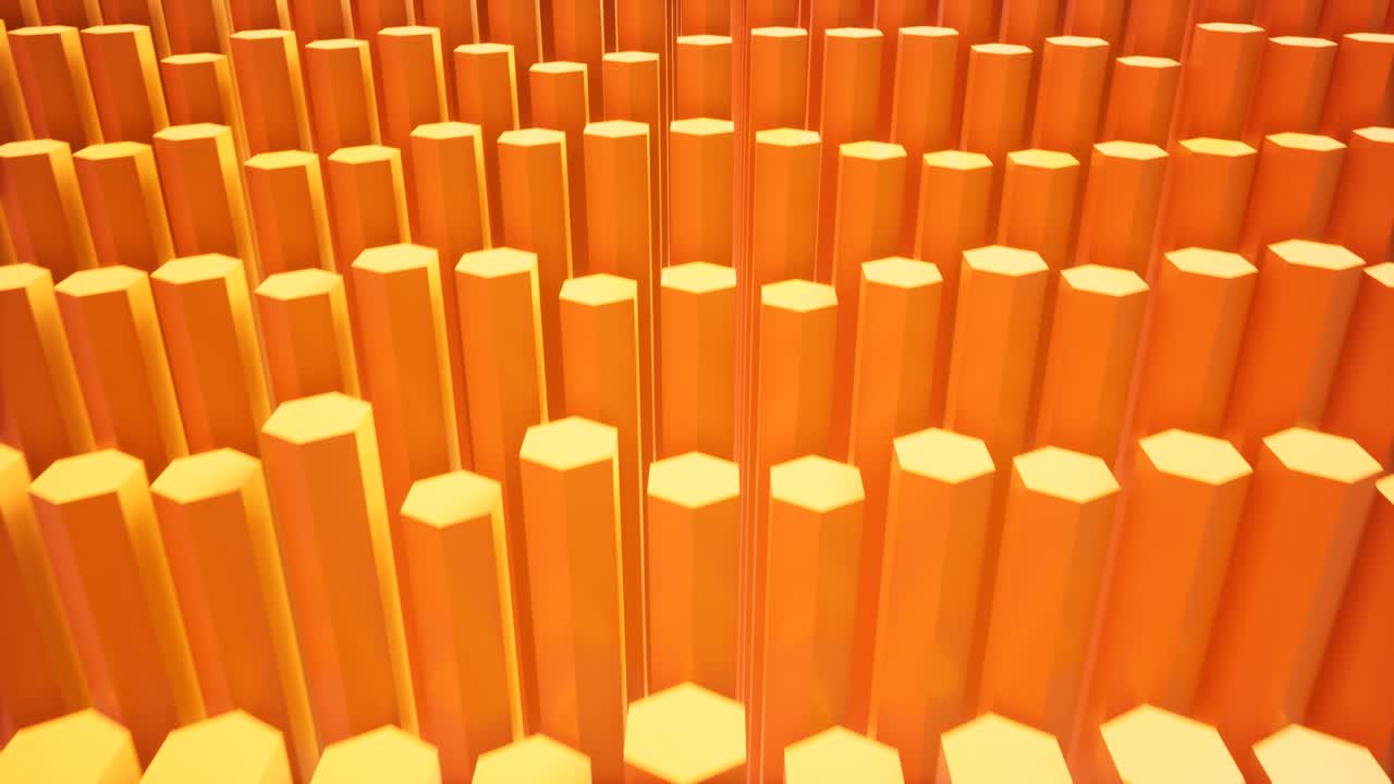 6각형은 파동을 형성합니다. 추상적인 오렌지색 배경 4k