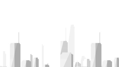 2d animated black and white loopable downtown city skyline