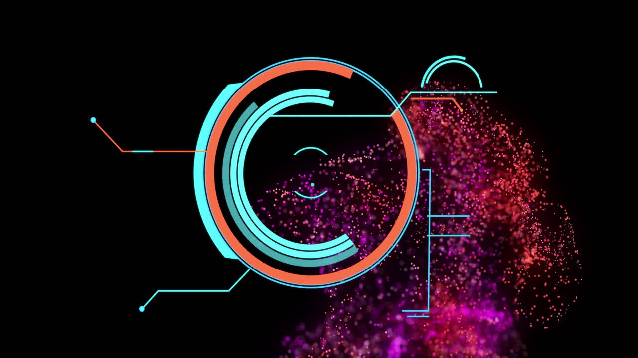 animación de la red de conexiones con escaneo de alcance sobre puntos de colores