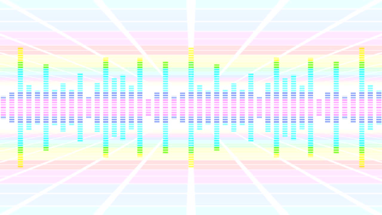 파티를위한 다채로운 음파. 디스코 배경. 추상적인 다채로운 파동 패턴. 음악 이라이저의 루프 애니메이션.