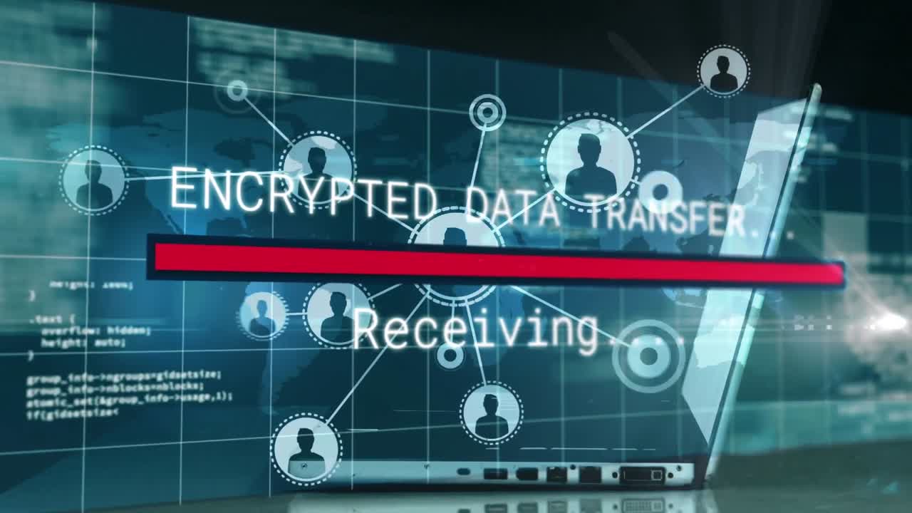 animación del procesamiento de datos sobre el mapa del mundo