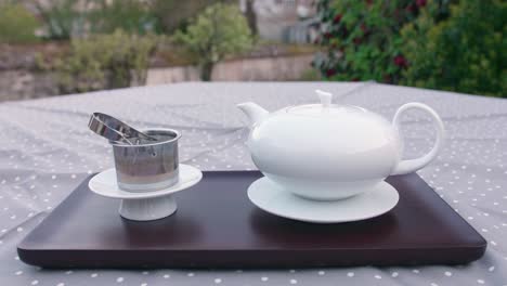 beautiful porcelain teaware . professional dolly shot