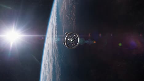 estación espacial girando en órbita terrestre