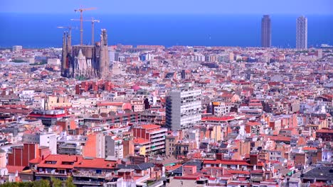 establishing shot of barcelona spain