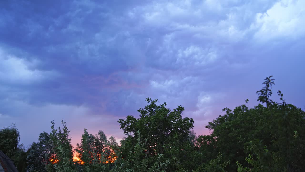 Lightning with dramatic clouds. View of clouds and thunder lightnings and storm