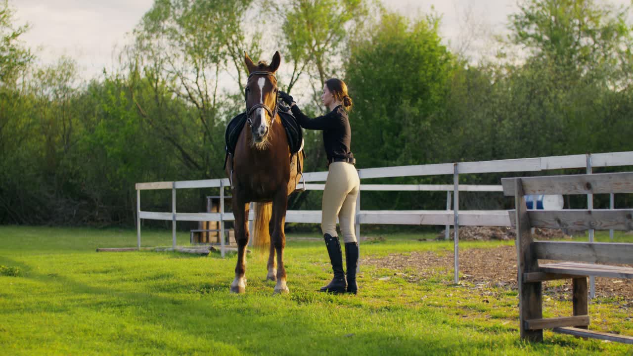 Woman Horseback Riding Lesson