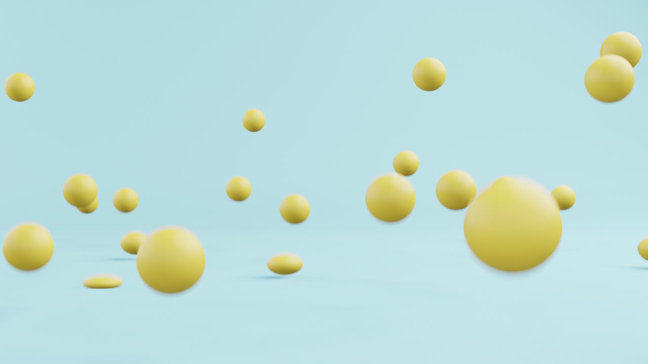 Falling many yellow balls and bouncing