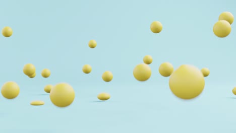 Falling many yellow balls and bouncing