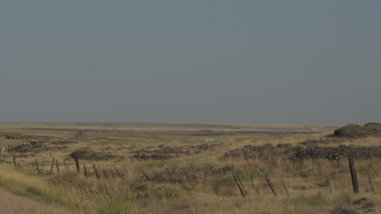 Tørt ørkengressland og steinete landskap