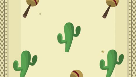 patrón de cactus y maracas mexicano