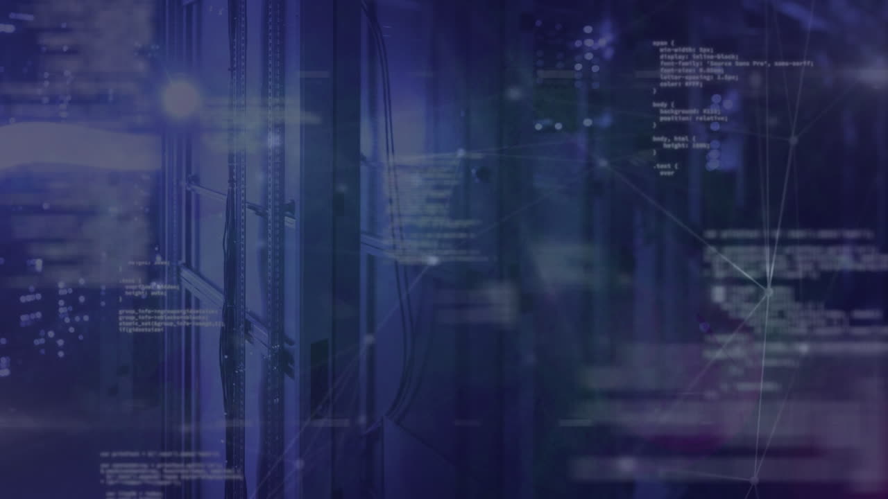 animación de la red de conexiones y datos a través de servidores