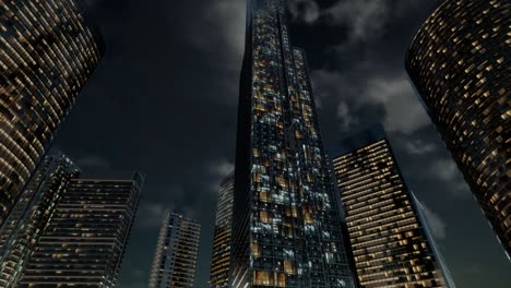 Glass-Skyscrpaer-Office-Buildings-with-dark-sky