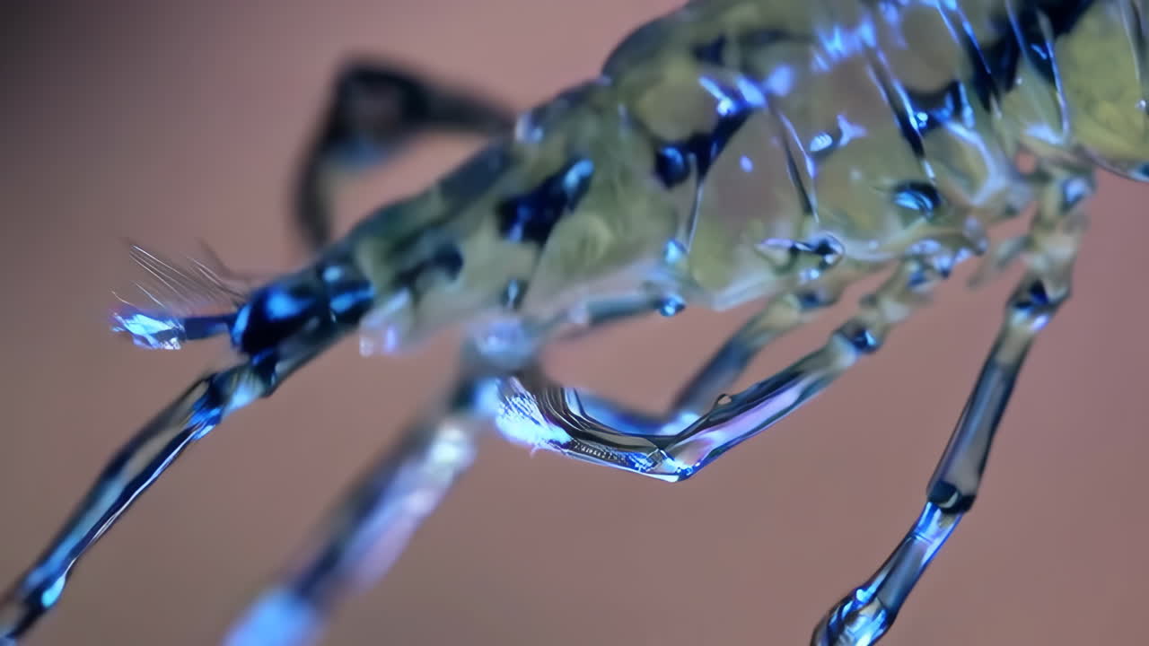 Close-up of a Translucent Glowing Shrimp