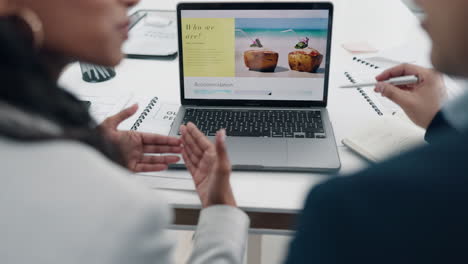 laptop screen, man and woman on website