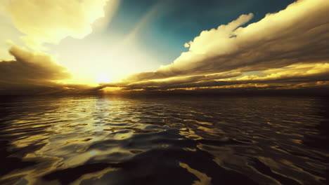 beautiful sunset over calm waters with dramatic clouds in the sky