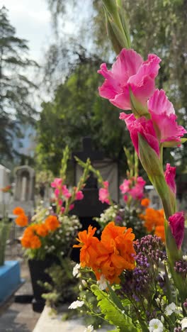 day of the dead flowers at a cemetery