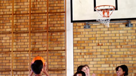 school kids playing basketball