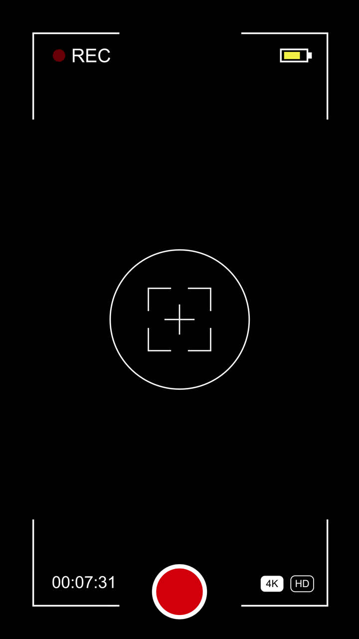Vertical Camera Recording Interface Overlay on Black Screen