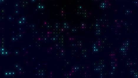 Animation-of-colorful-dots-blinking-on-black-background