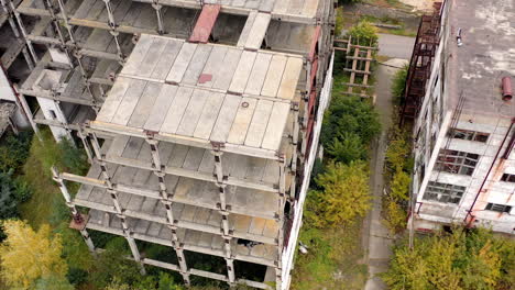 ruined broken city construction industry. old destroyed industrial building.