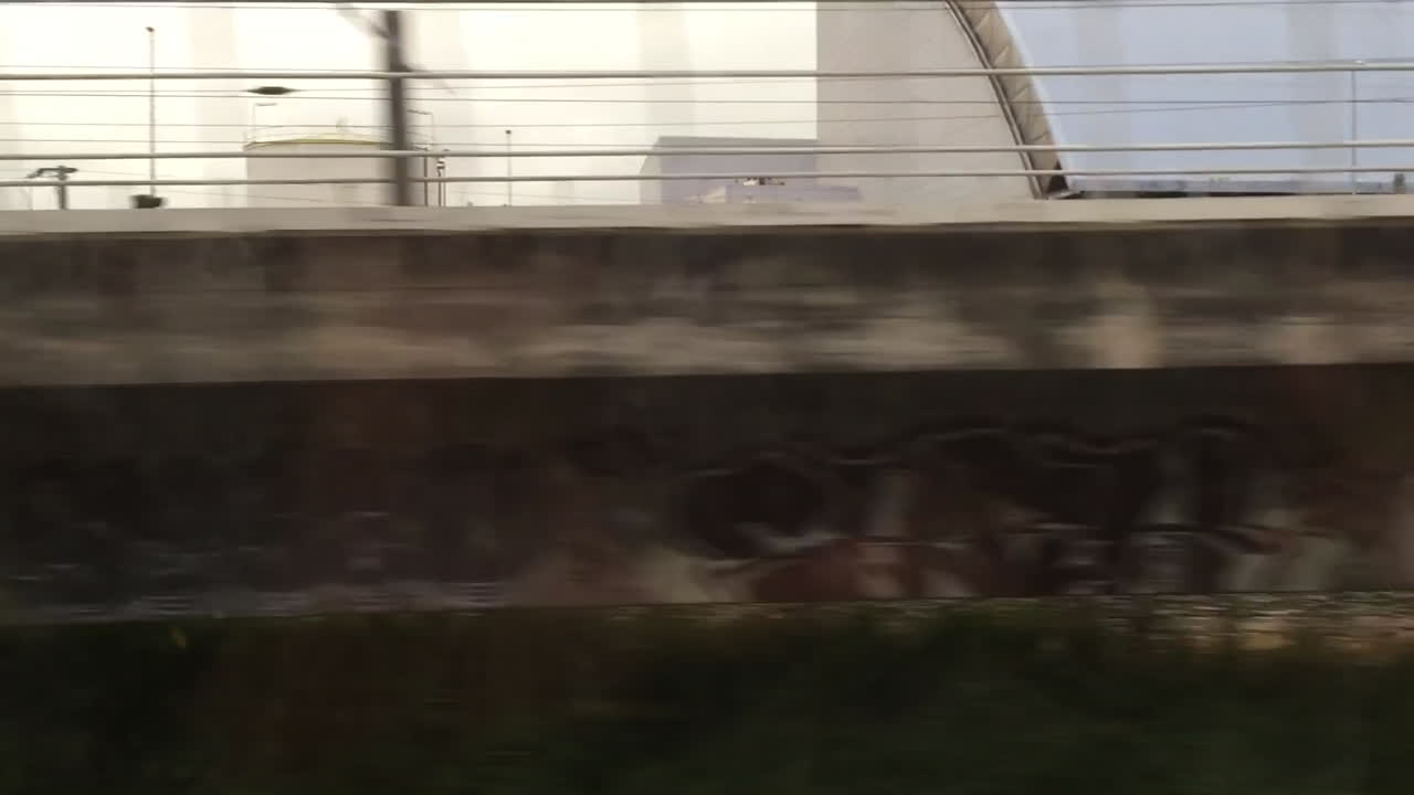 Train ride in a industrial area