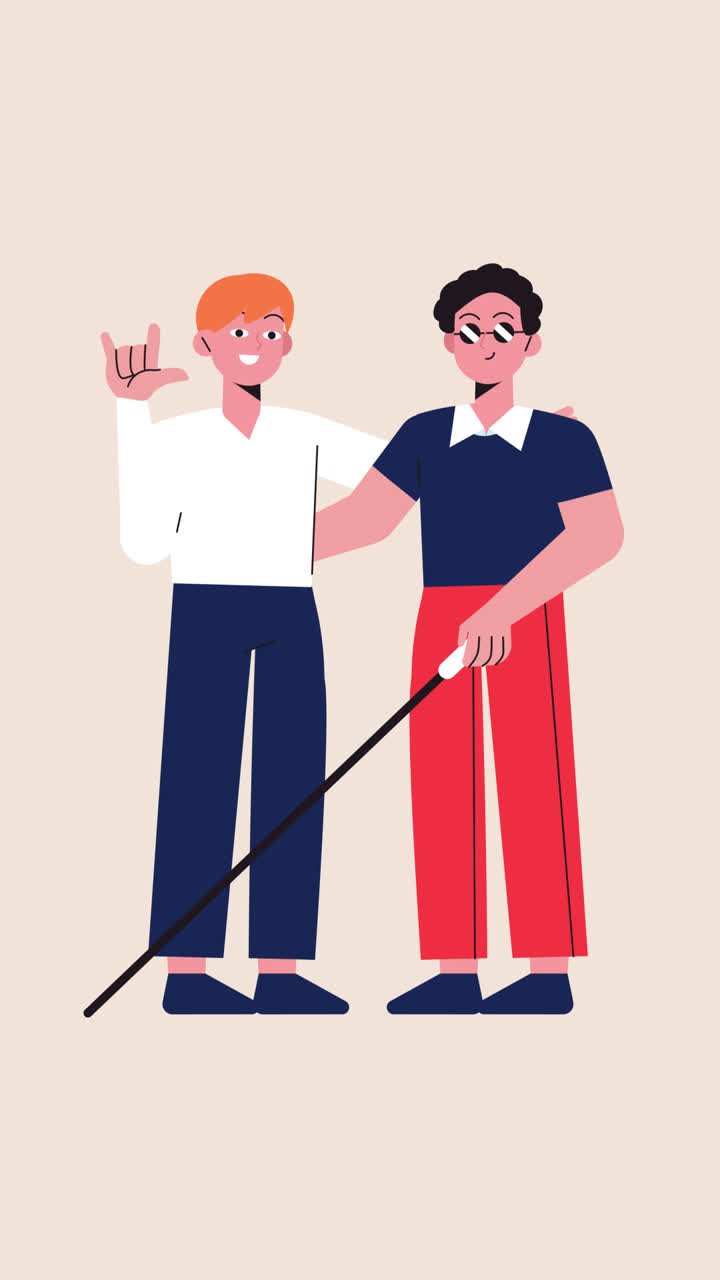 A Friend Helping a Visually Impaired Person