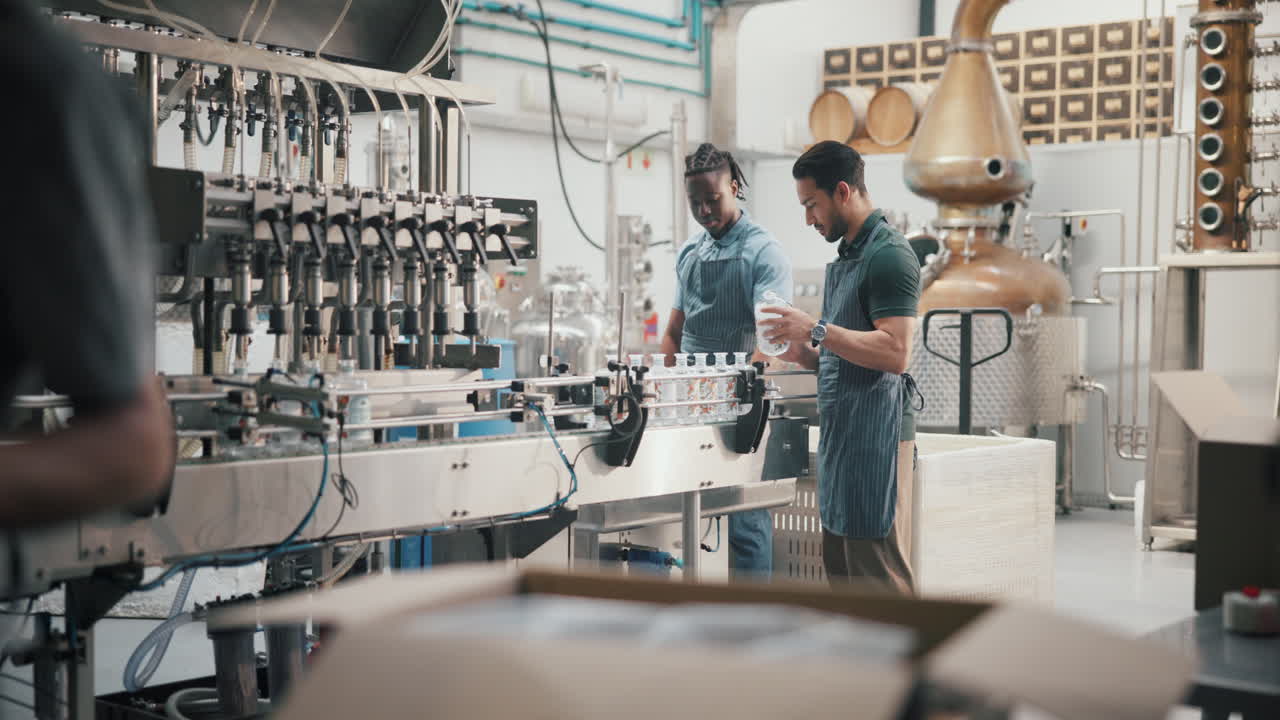 proceso de embotellado en una destilería