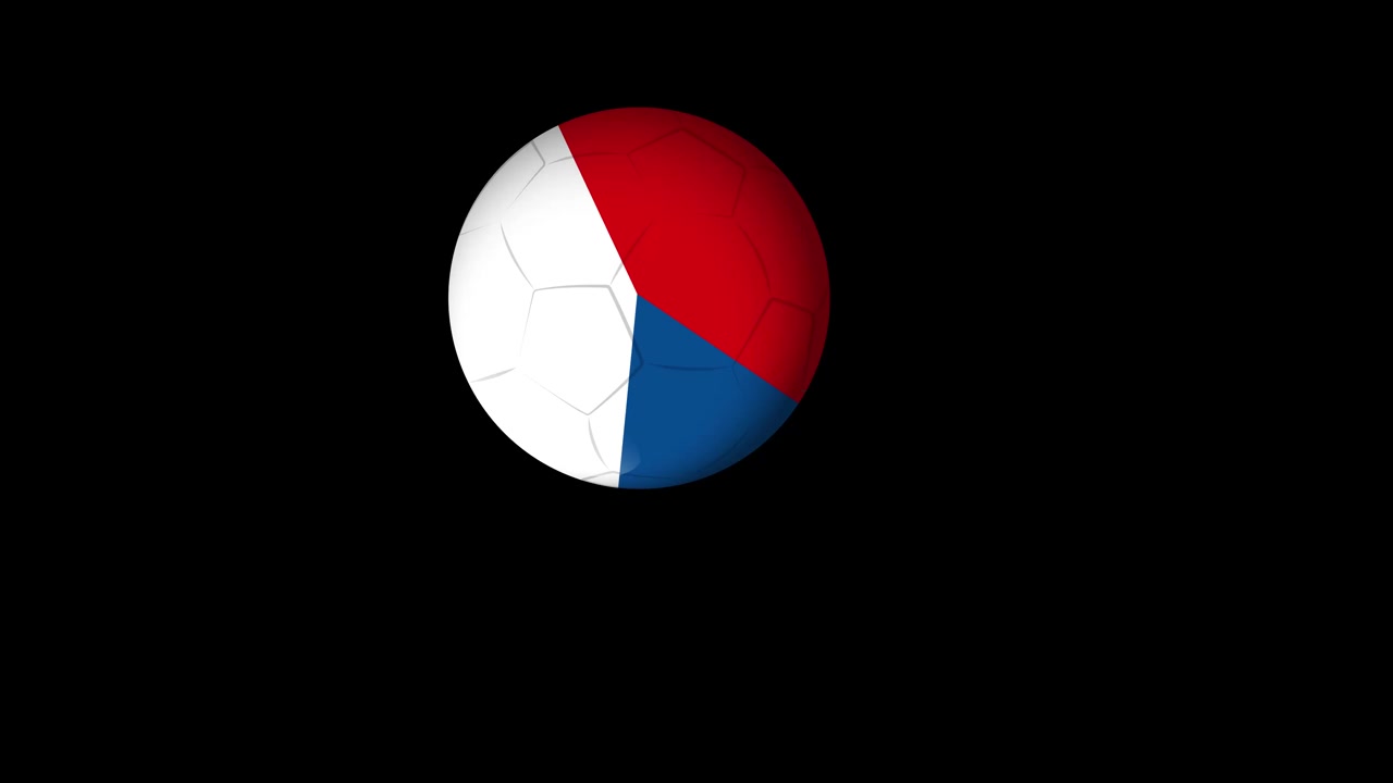 A soccer ball with Czech national colors bounces across a dark screen with dynamic movement.