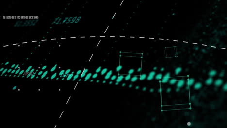 animación de números, redes de conexiones y procesamiento de datos.