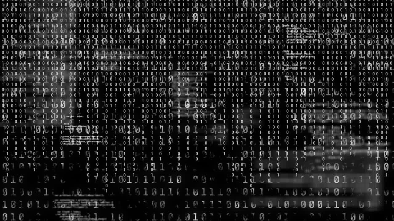 animación del procesamiento de datos sobre un fondo negro