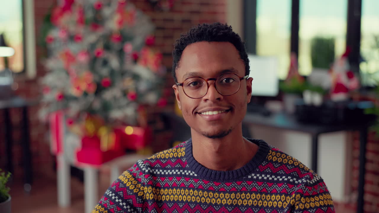 Portrait of african american man working at desk