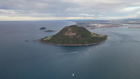 aerial view of mount maunganui and tauranga harbour
