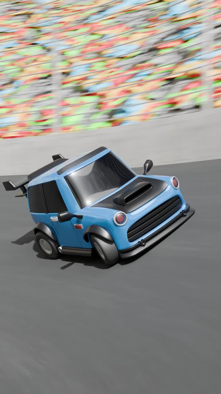 Auto da corsa stile cartoni animati su pista