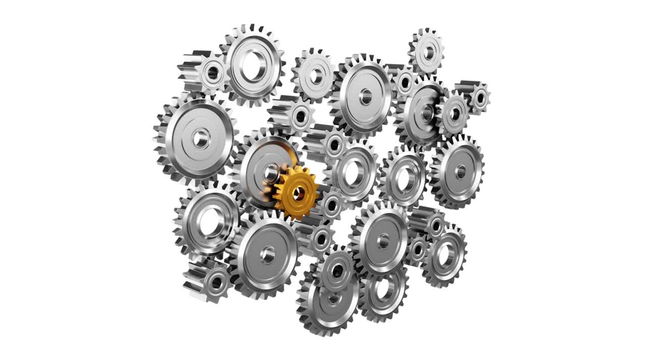 video de fondo industrial con engranajes. animación en 3d.