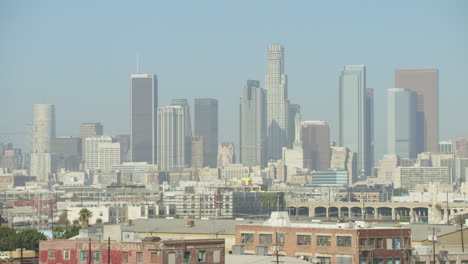 skyscrapers of los angeles with downtown in foreground at daytime