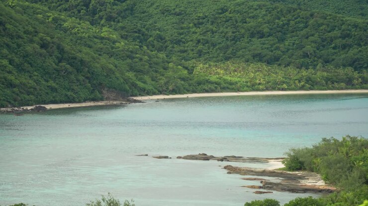 Fiji Adaları'nda tropikal manzara, ıssız ve uzak bir doğa