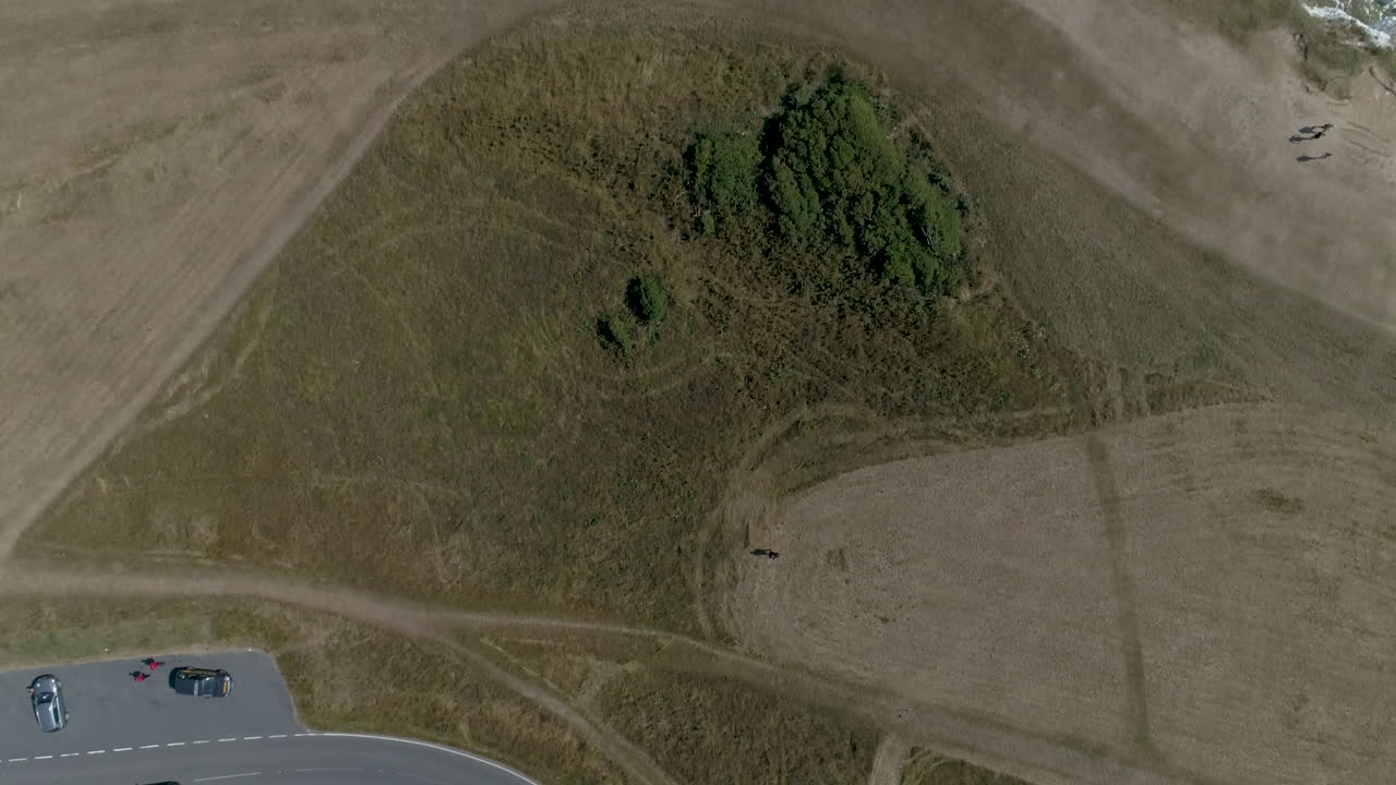 Aerial view of white chalk cliffs overlooking the English channel on the south coast of England. This iconic landmark is located 14 mile south-east of Brighton and 4 miles south-west of Eastbourne.